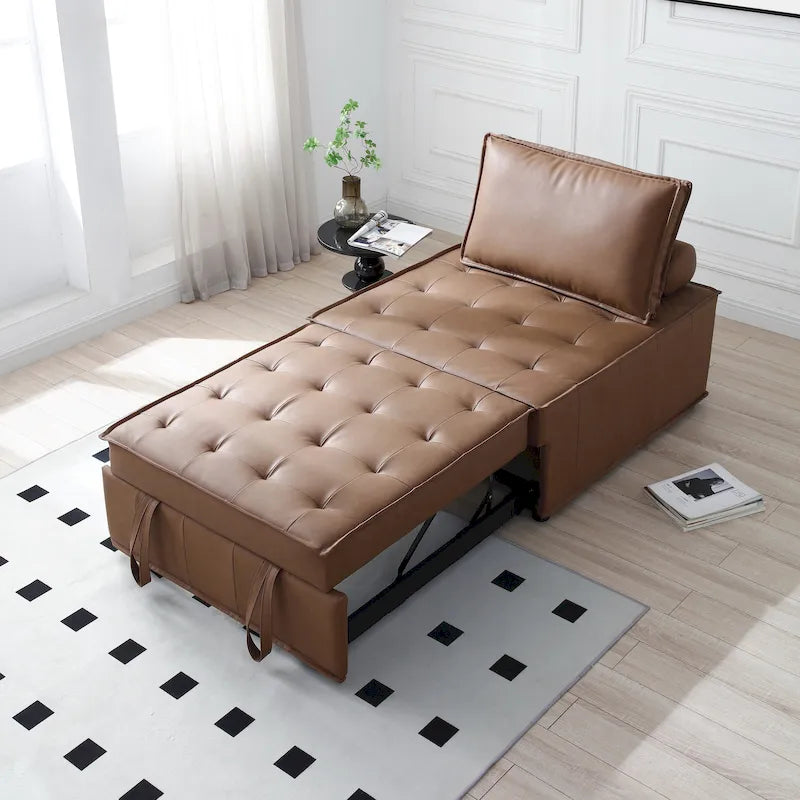 Canapé-lit gigogne en simili-cuir 99 cm avec dossier réglable