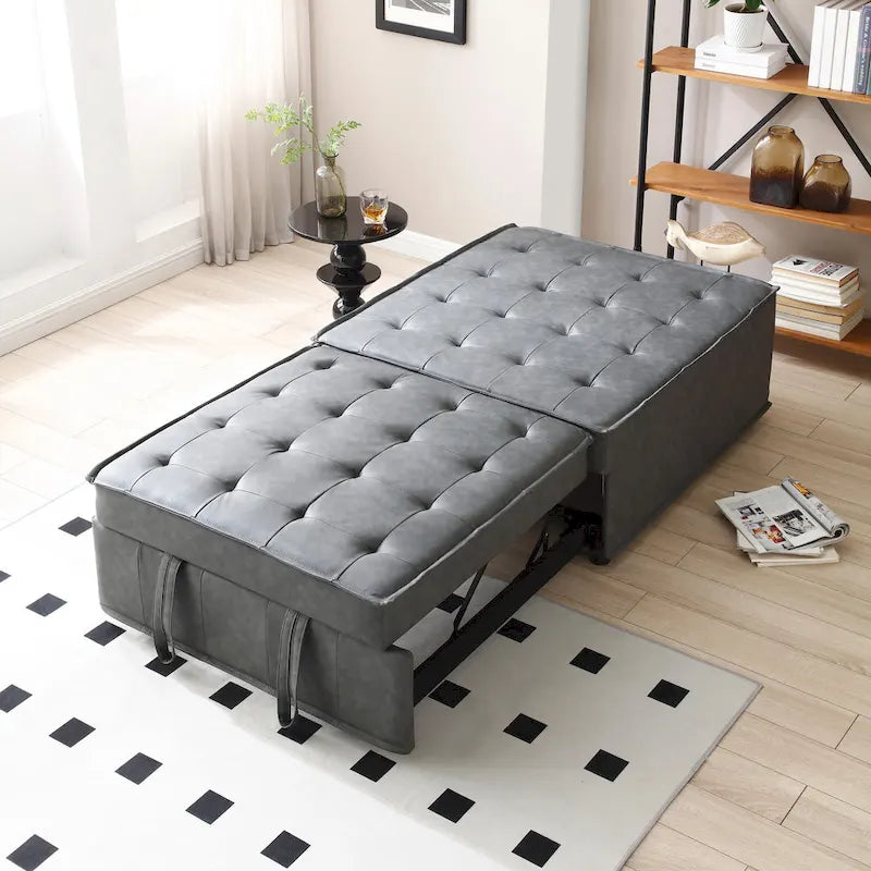 Canapé-lit gigogne en simili-cuir 99 cm avec dossier réglable