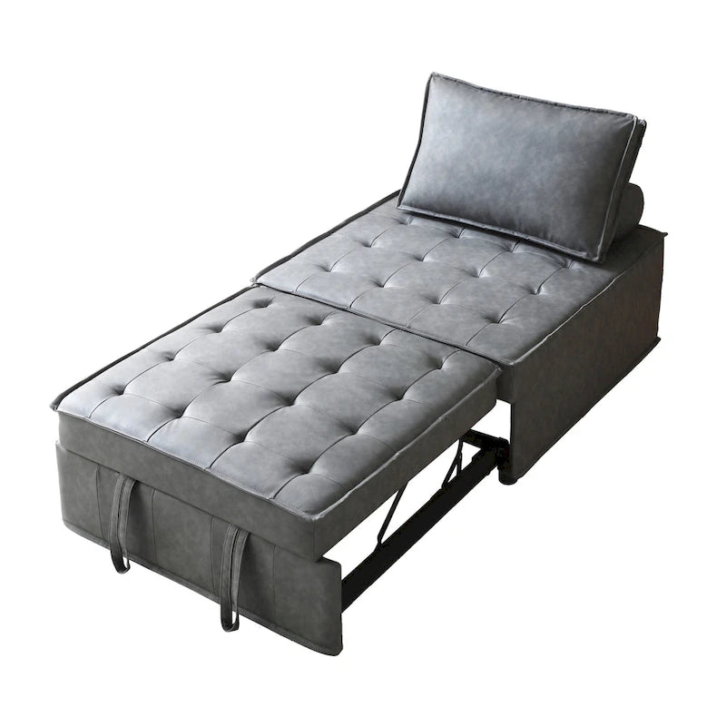 Canapé-lit gigogne en simili-cuir 99 cm avec dossier réglable