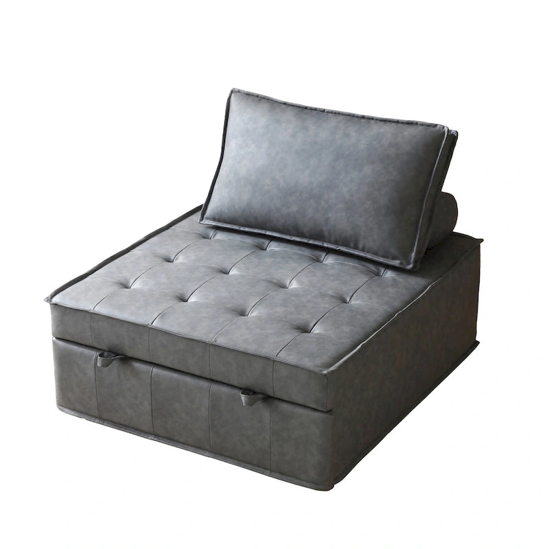 Canapé-lit gigogne en simili-cuir 99 cm avec dossier réglable