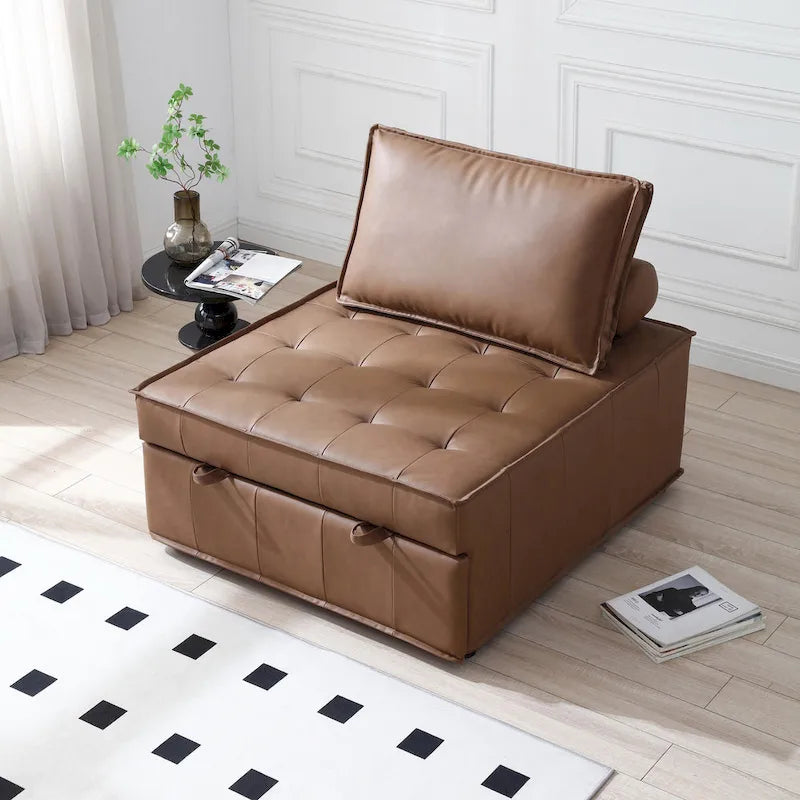 Canapé-lit gigogne en simili-cuir 99 cm avec dossier réglable
