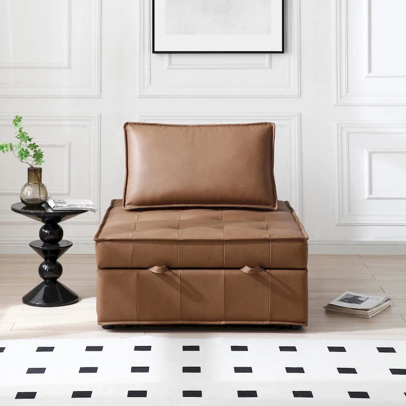 Canapé-lit gigogne en simili-cuir 99 cm avec dossier réglable