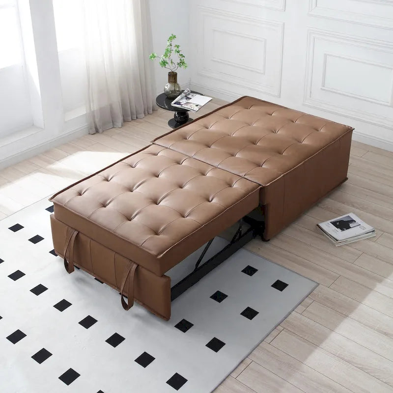Canapé-lit gigogne en simili-cuir 99 cm avec dossier réglable