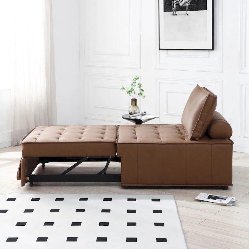 Canapé-lit gigogne en simili-cuir 99 cm avec dossier réglable