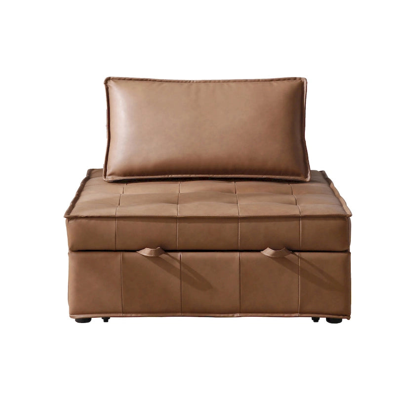 Canapé-lit gigogne en simili-cuir 99 cm avec dossier réglable