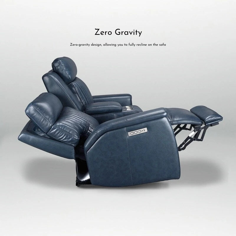 Causeuse inclinable électrique en cuir zéro gravité 73 po avec appuie-tête électrique, soutien lombaire électrique et ports USB et USB-C