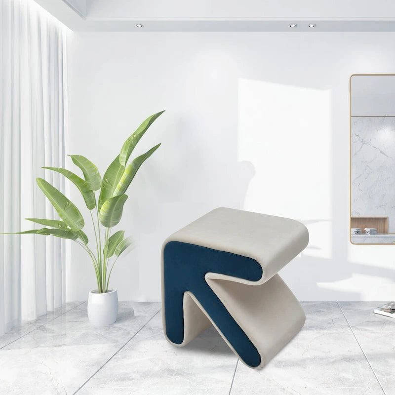 Banc à chaussures rembourré en velours pour canapé