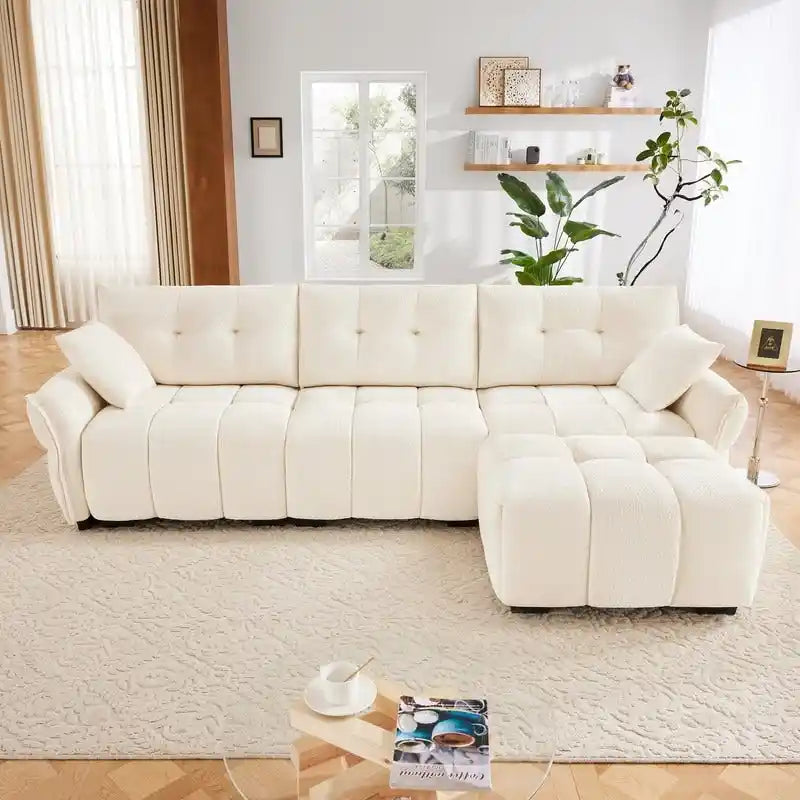 110.2 Three Seater Upholstered Sofa, 1 Ottoman