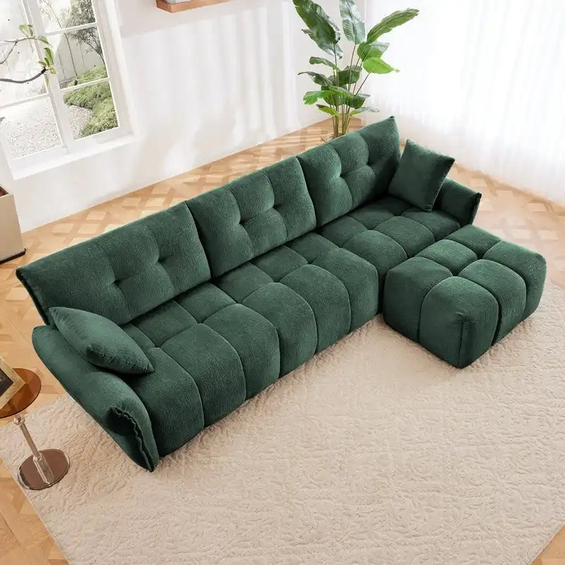 110.2 Three Seater Upholstered Sofa, 1 Ottoman