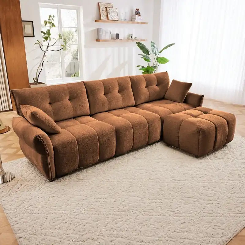 110.2 Three Seater Upholstered Sofa, 1 Ottoman
