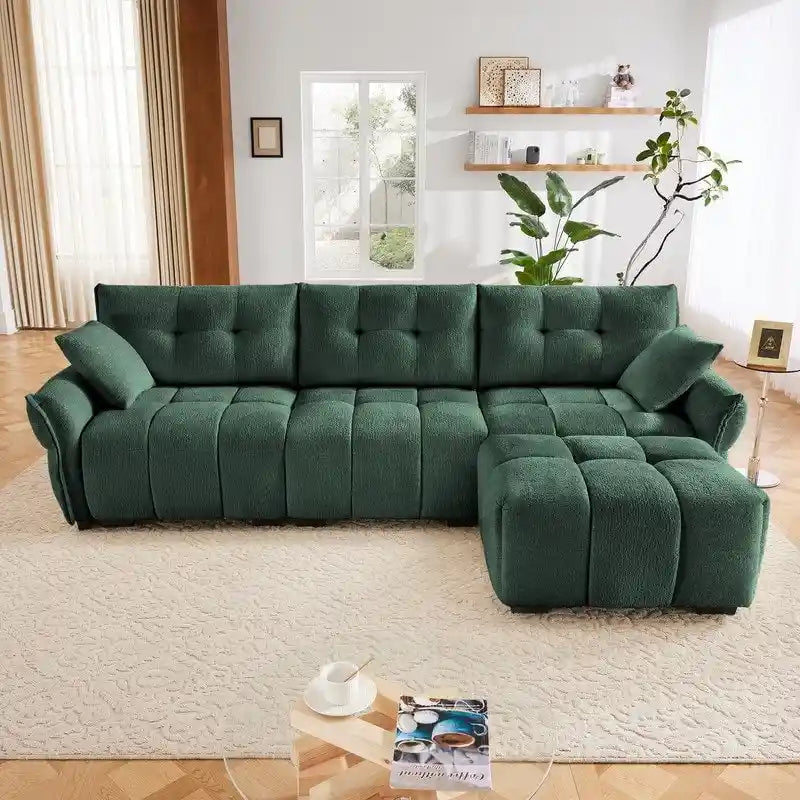 110.2 Three Seater Upholstered Sofa, 1 Ottoman