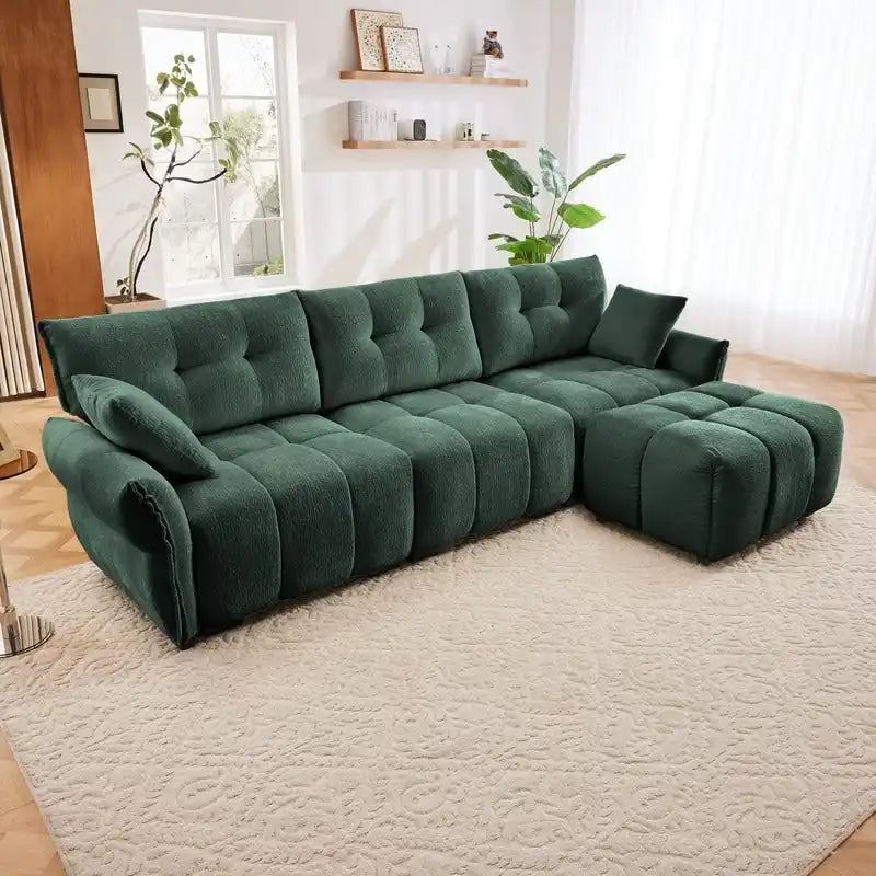 110.2 Three Seater Upholstered Sofa, 1 Ottoman