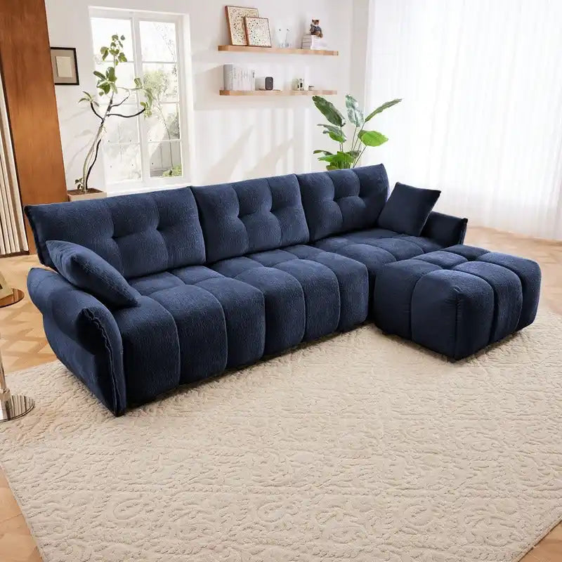 110.2 Three Seater Upholstered Sofa, 1 Ottoman