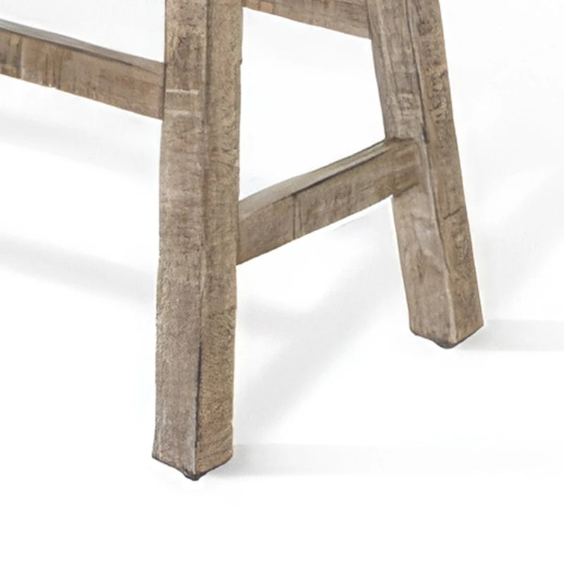Bar Height Bench, 33" Rustic Light Brown Mahogany Wood Frame