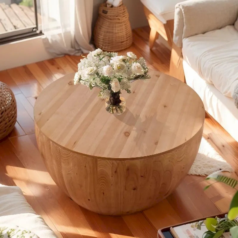 Table basse en forme de seau de style vintage avec rangement et capacité de charge raisonnable