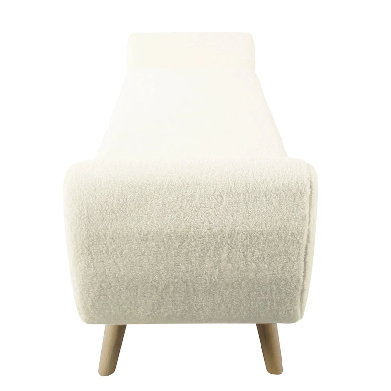 Banc de rangement ottoman avec accoudoirs, Sherpa crème, 152 cm