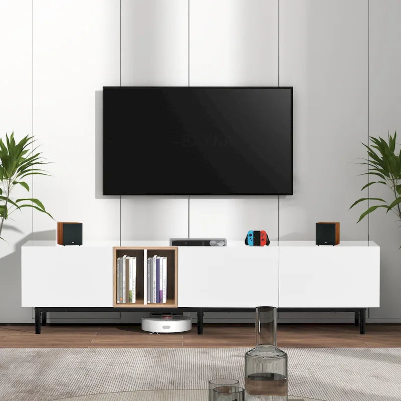 76" TV Stand with Drop-Down Doors & Storage for TVs Up to 80"