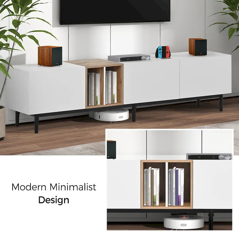 Meuble TV de 193 cm avec portes abattantes et rangement pour téléviseurs jusqu'à 203 cm