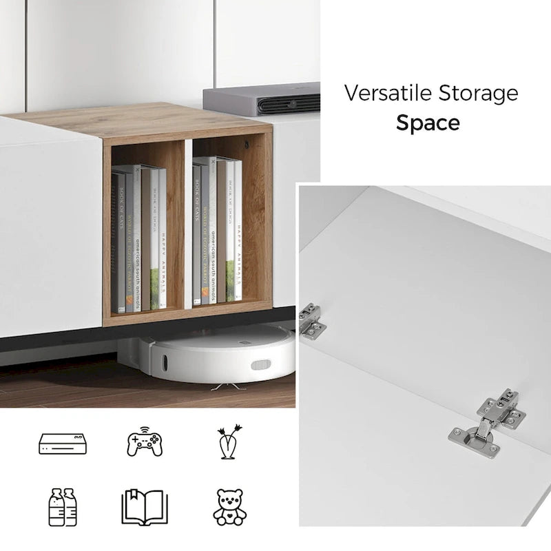 Meuble TV de 193 cm avec portes abattantes et rangement pour téléviseurs jusqu'à 203 cm