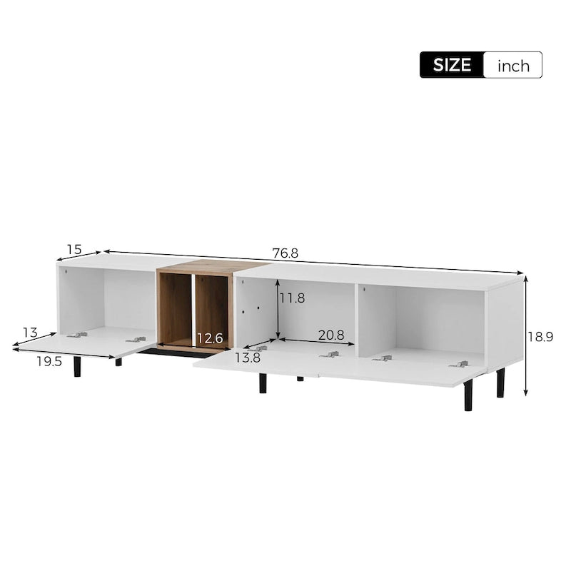 Meuble TV de 193 cm avec portes abattantes et rangement pour téléviseurs jusqu'à 203 cm