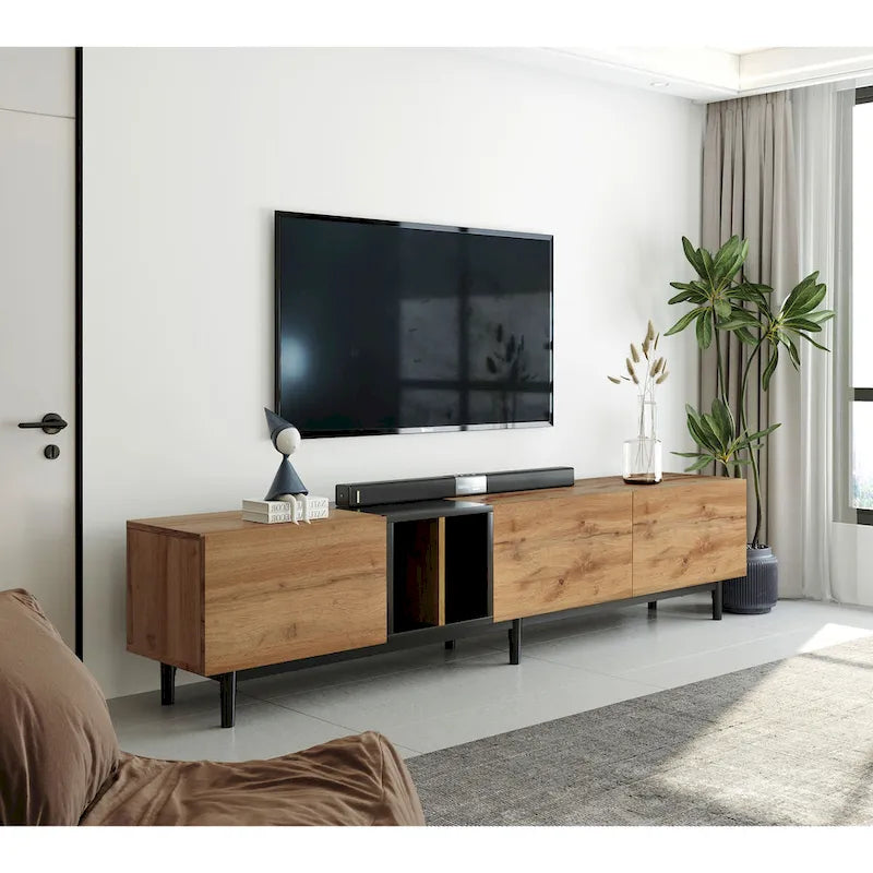 Meuble TV de 193 cm avec portes abattantes et rangement pour téléviseurs jusqu'à 203 cm