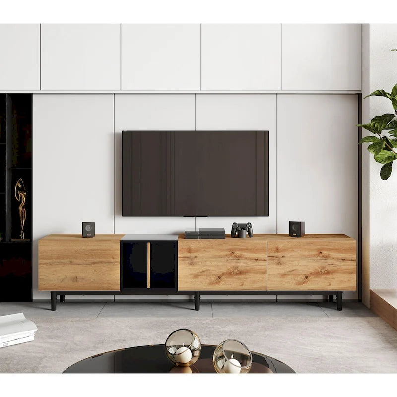 Meuble TV de 193 cm avec portes abattantes et rangement pour téléviseurs jusqu'à 203 cm