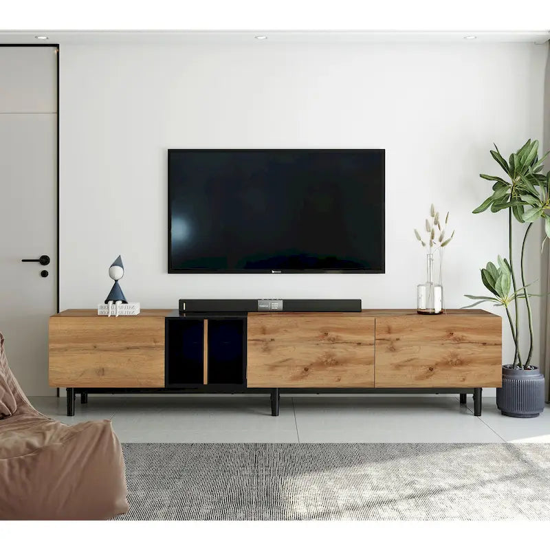 Meuble TV de 193 cm avec portes abattantes et rangement pour téléviseurs jusqu'à 203 cm