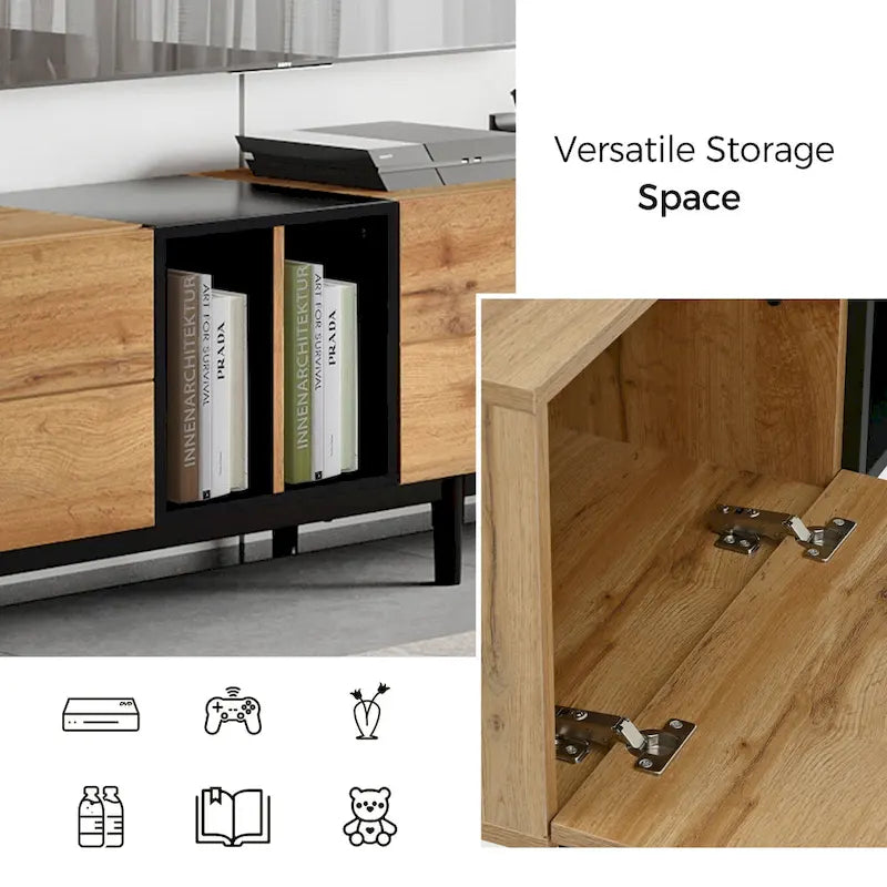 Meuble TV de 193 cm avec portes abattantes et rangement pour téléviseurs jusqu'à 203 cm