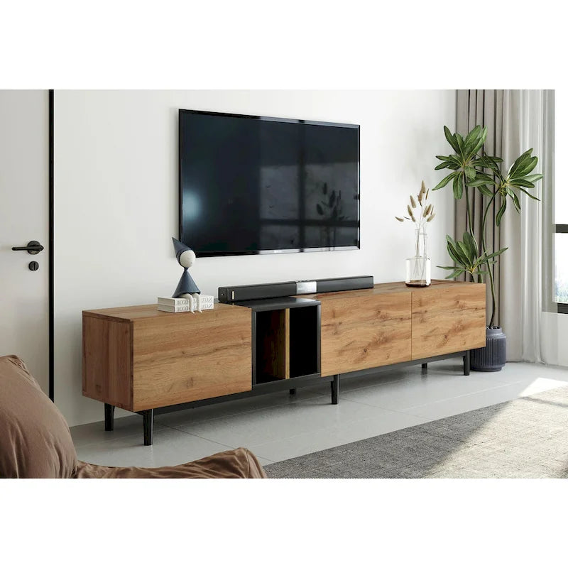 Meuble TV de 193 cm avec portes abattantes et rangement pour téléviseurs jusqu'à 203 cm
