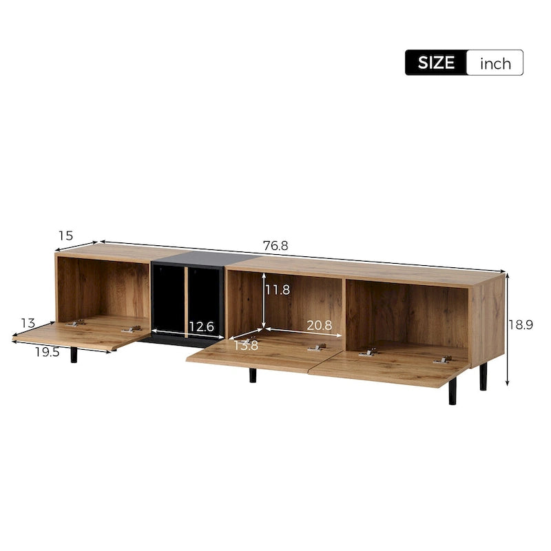 Meuble TV de 193 cm avec portes abattantes et rangement pour téléviseurs jusqu'à 203 cm