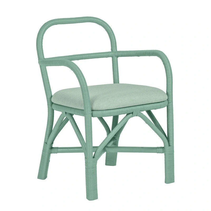Chaise de salle à manger en rotin avec coussin en tissu