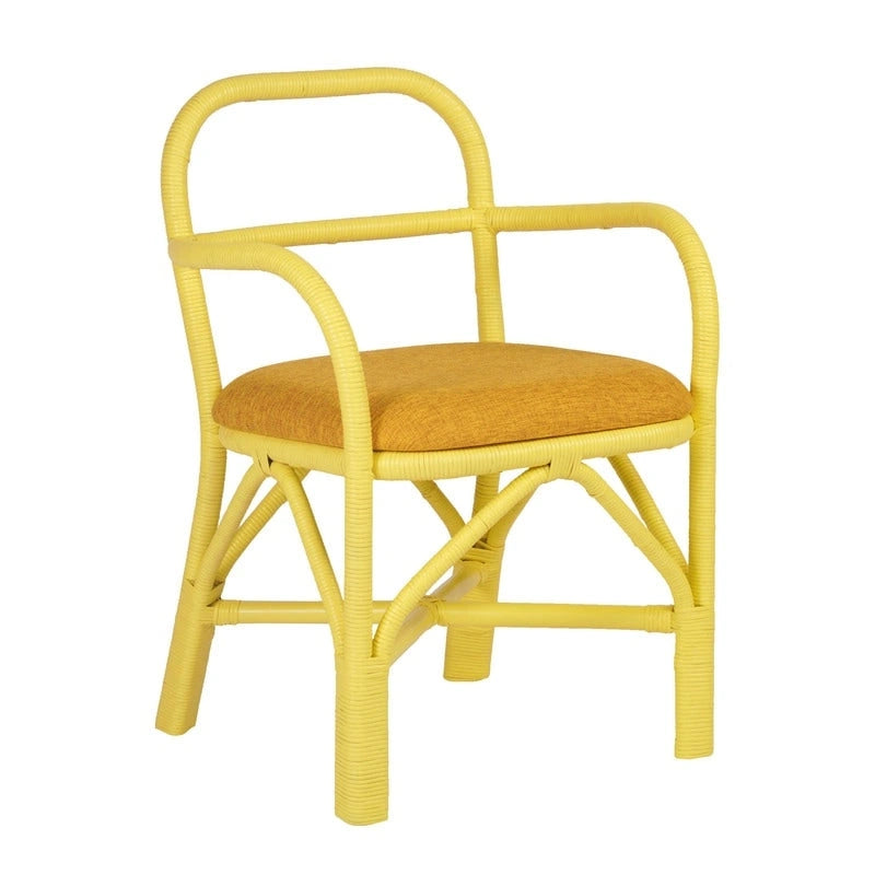 Chaise de salle à manger en rotin avec coussin en tissu