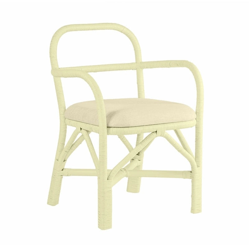 Chaise de salle à manger en rotin avec coussin en tissu
