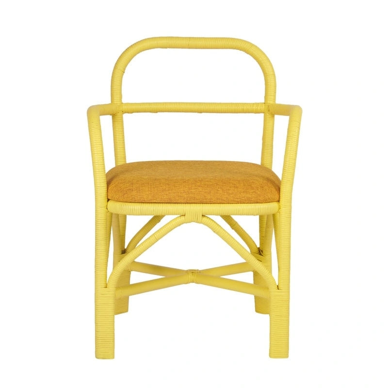 Chaise de salle à manger en rotin avec coussin en tissu