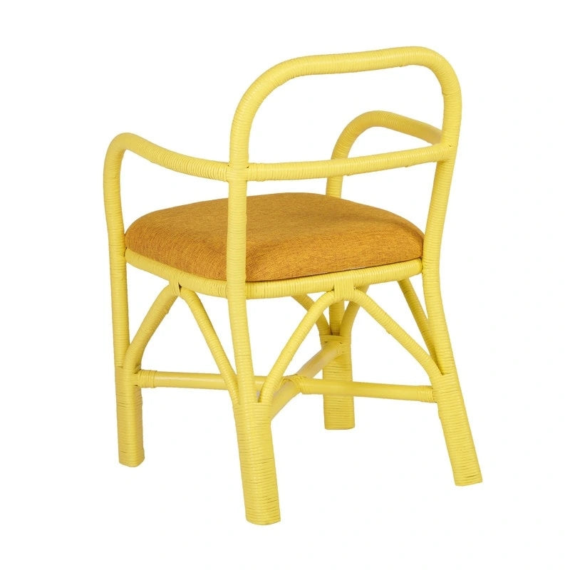 Chaise de salle à manger en rotin avec coussin en tissu