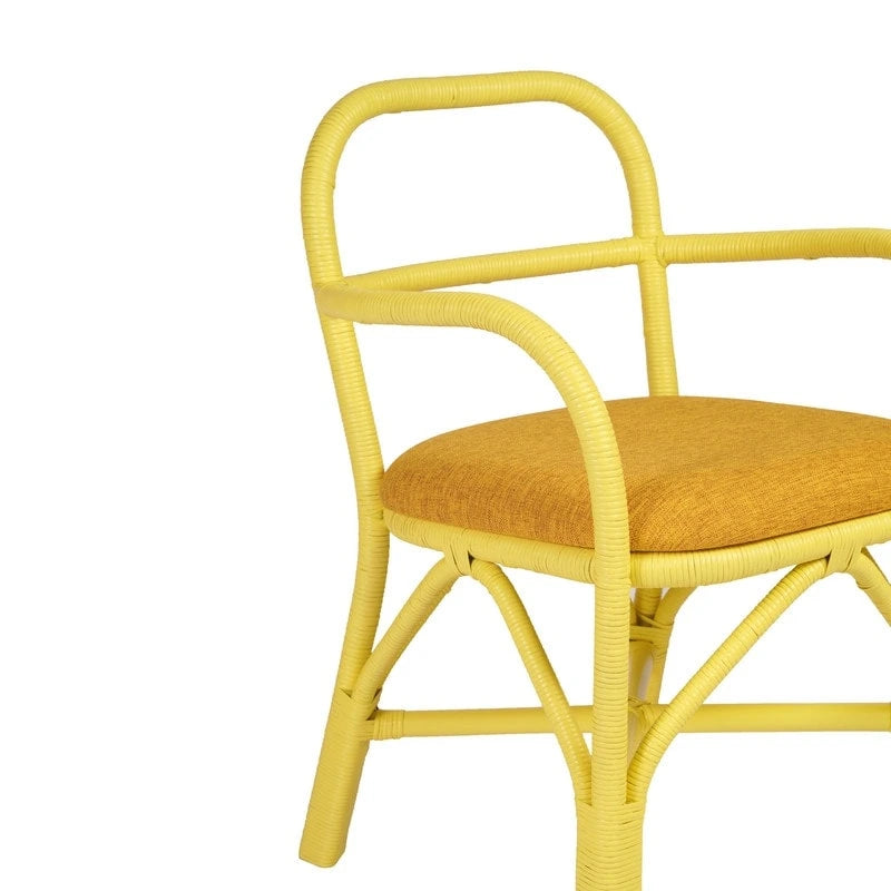 Chaise de salle à manger en rotin avec coussin en tissu