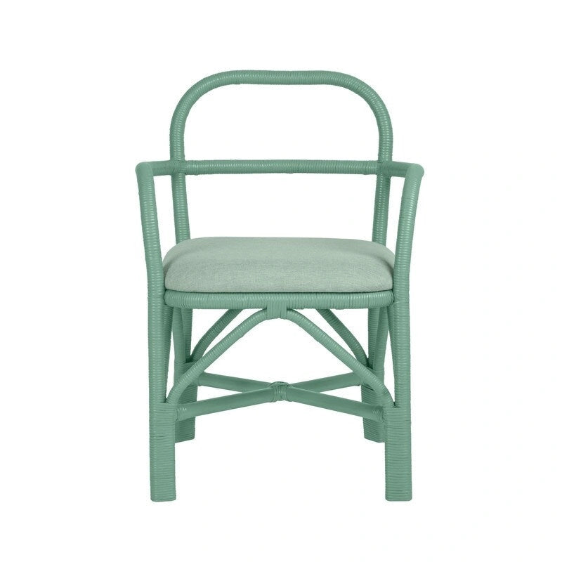 Chaise de salle à manger en rotin avec coussin en tissu