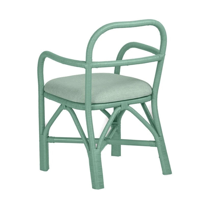 Chaise de salle à manger en rotin avec coussin en tissu