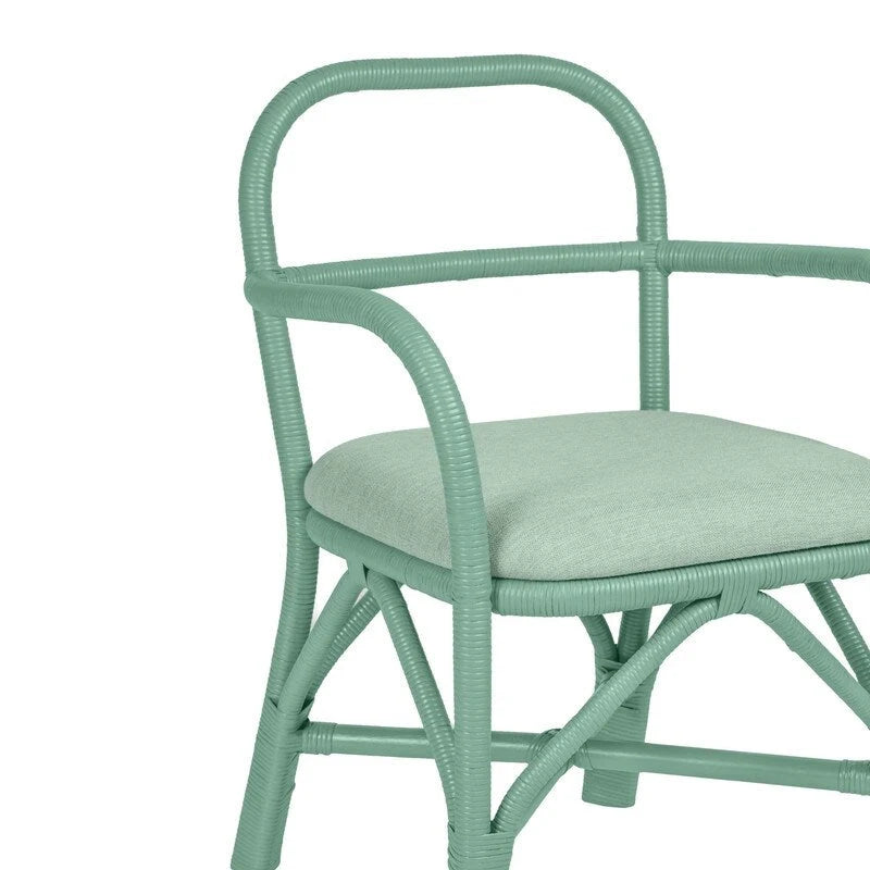 Chaise de salle à manger en rotin avec coussin en tissu