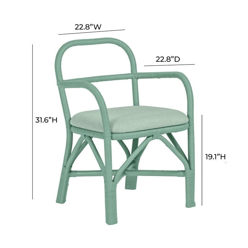 Chaise de salle à manger en rotin avec coussin en tissu