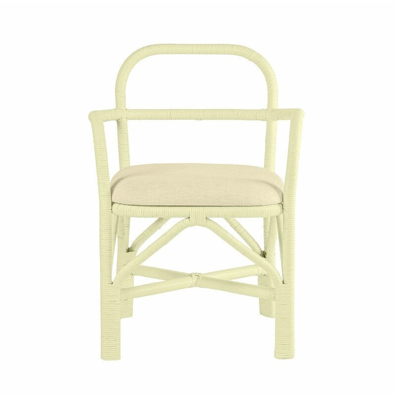 Chaise de salle à manger en rotin avec coussin en tissu
