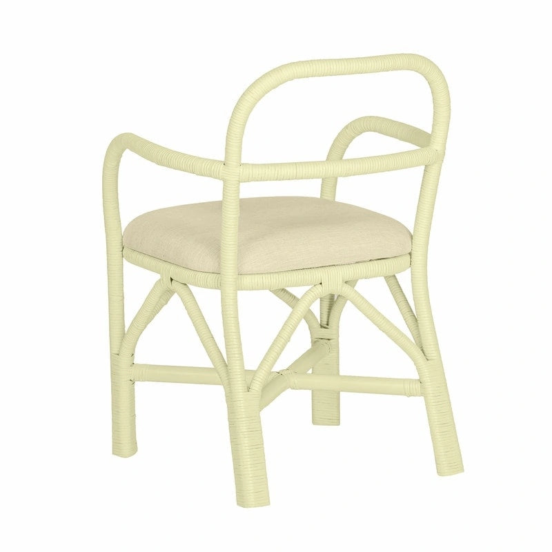 Chaise de salle à manger en rotin avec coussin en tissu