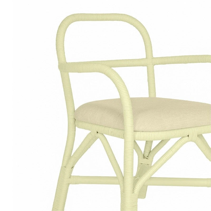 Chaise de salle à manger en rotin avec coussin en tissu