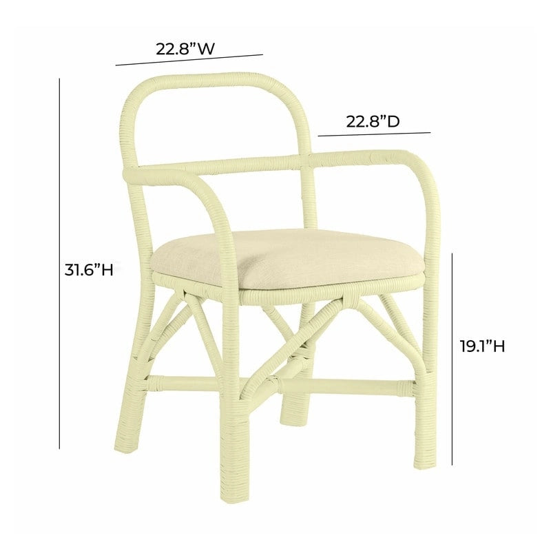 Chaise de salle à manger en rotin avec coussin en tissu