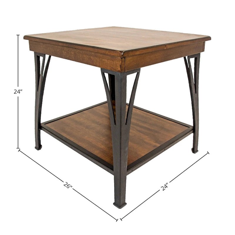 Table d'appoint à 1 étagère, finition cuivre, 61 cm