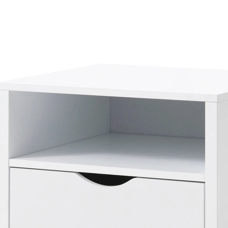 Table de chevet Mid-Century Moderne Table d'appoint en bois blanc