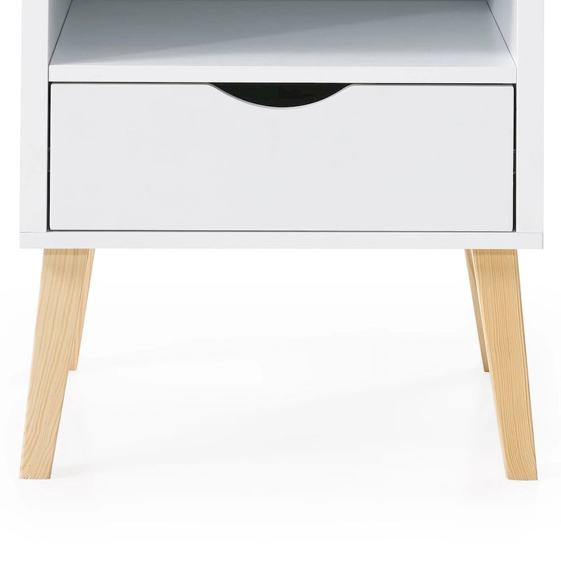 Table de chevet Mid-Century Moderne Table d'appoint en bois blanc
