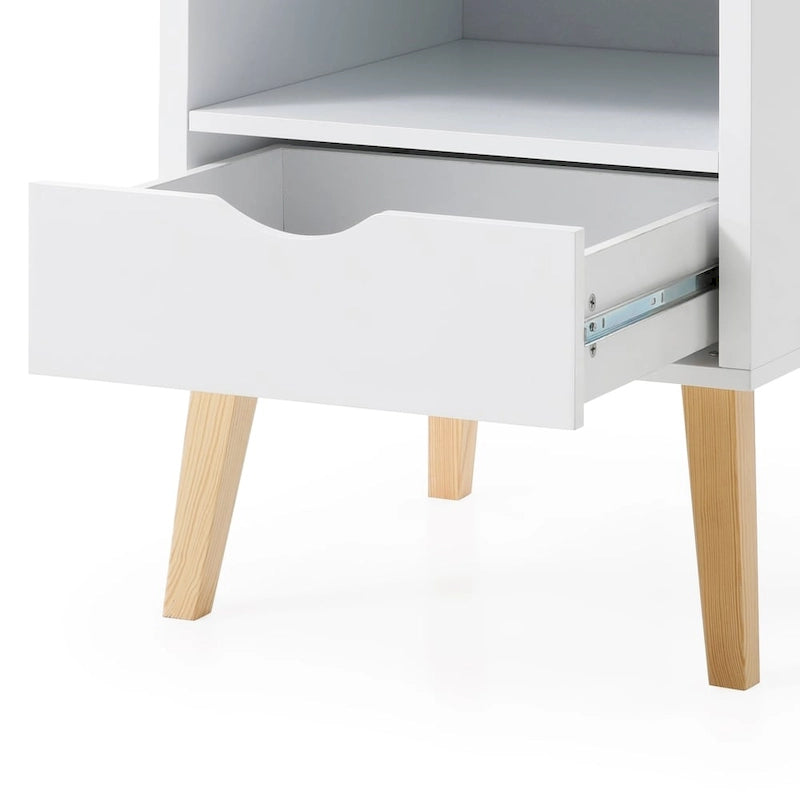 Table de chevet Mid-Century Moderne Table d'appoint en bois blanc