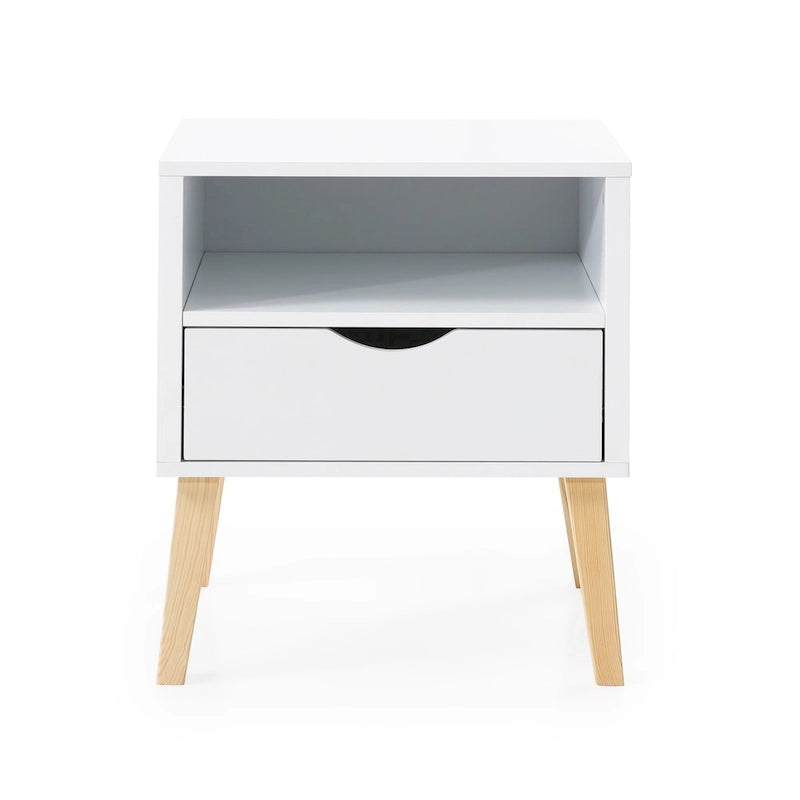Table de chevet Mid-Century Moderne Table d'appoint en bois blanc