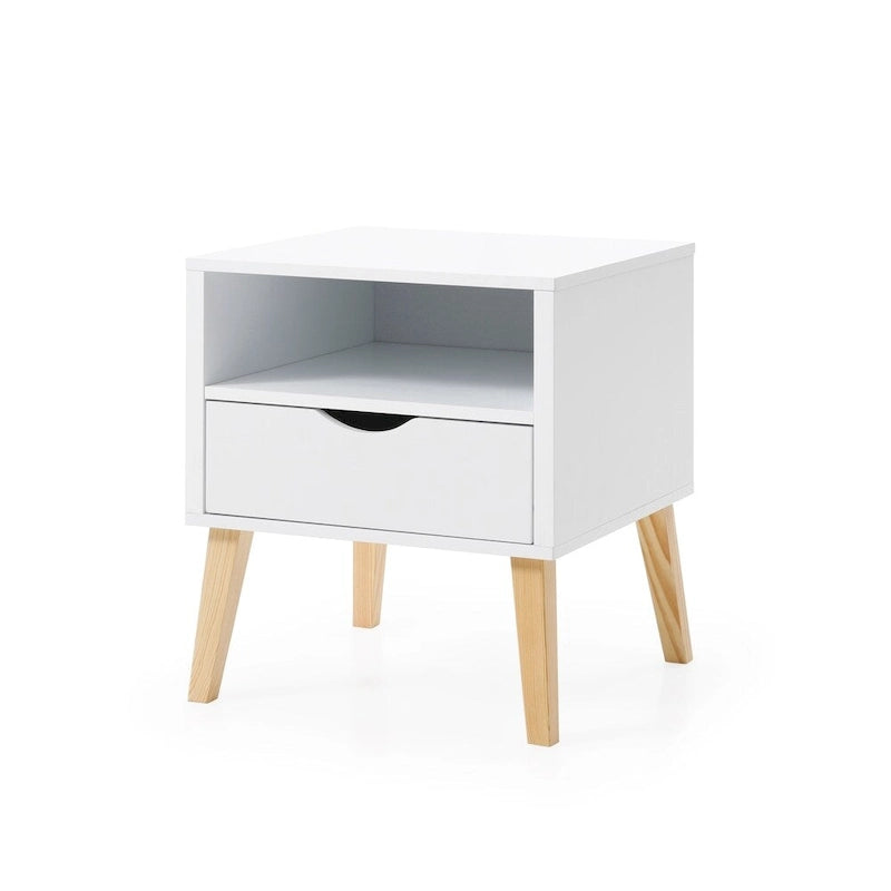 Table de chevet Mid-Century Moderne Table d'appoint en bois blanc